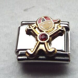 July birthstone happy boy 9mm stainless steel Italian charm bracelet link new